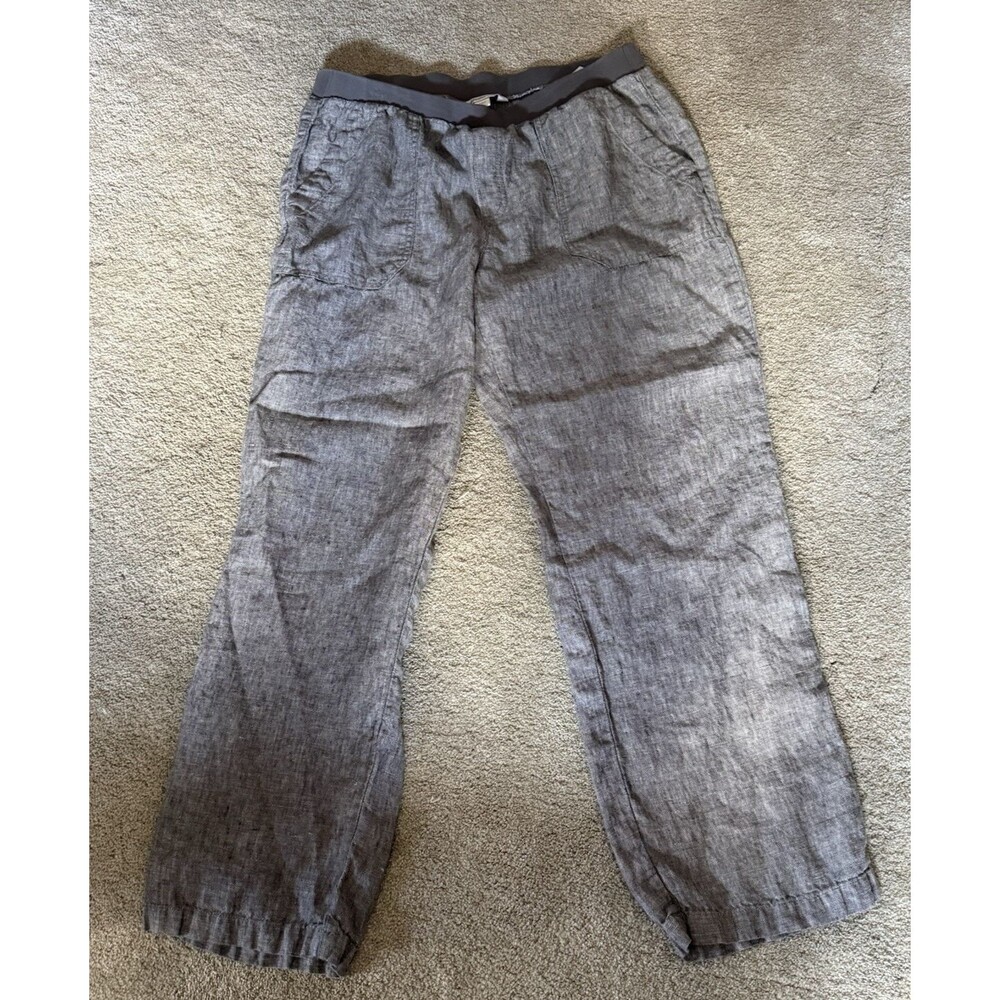 Coldwater Creek Pants Womens Size 16 Linen Gray Pull On Comfy waistband
